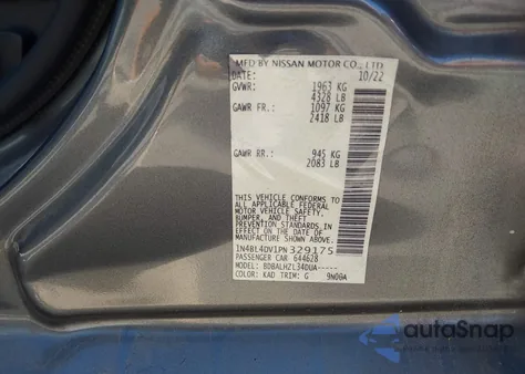 2023 Nissan Altima Sv Fwd from USA, damaged, VIN 1N4BL4DV1PN329175